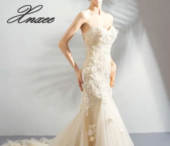 Xnxee Женская романтическая роза рыбий хвост платье Vestido de novia XS-3XL