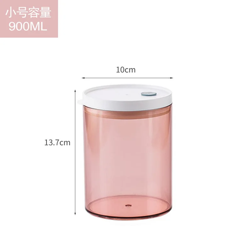 900ml-pink Sealed can storage box food storage jar plastic bottle grain dried goods transparent snack with lid plastic container - Цвет: 900ml-pink