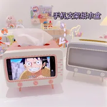 2020 Creative TV Tissue Box Desktop Paper Holder Dispenser Storage Napkin Case Organizer with Mobile Phone Holder