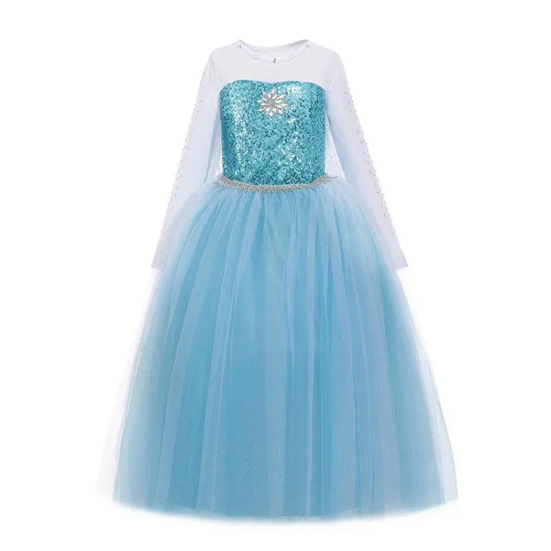Платье Анны и Эльзы для девочек; детская Цветочная сказка «Золушка»; костюм принцессы; нарядное платье Снежной Королевы Эльзы на Хэллоуин - Цвет: Elsa Dress 02