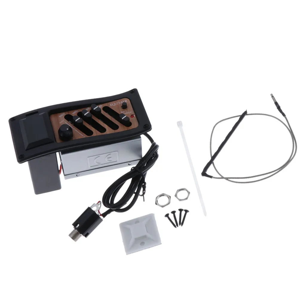 1 Set 4 Band EQ Equalizer Acoustic Guitar Preamp Piezo Pickup Black