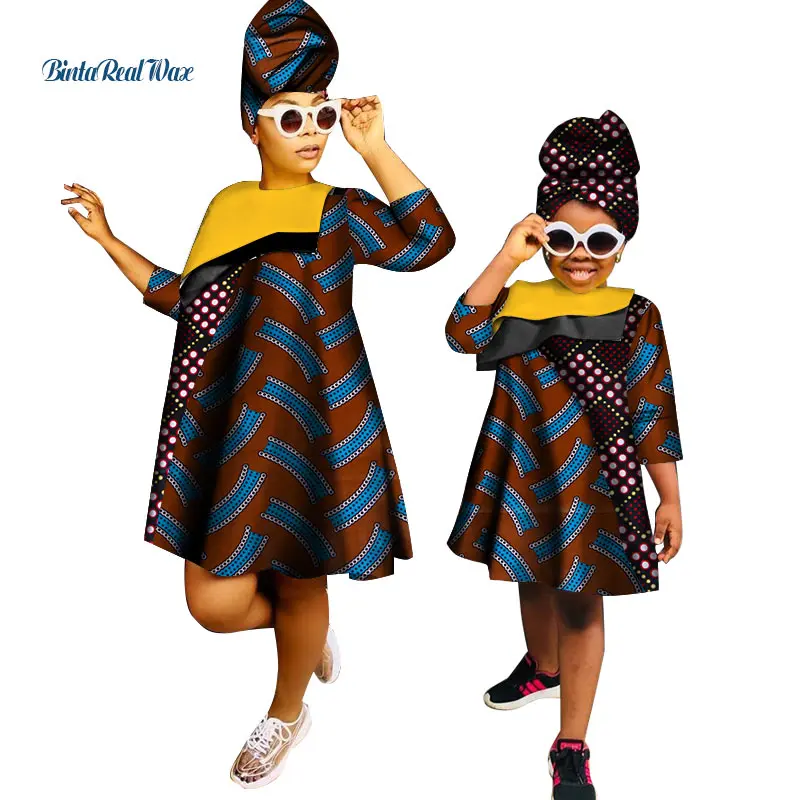 African Clothes Ankara Print Dresses for Women Girls Bazin Riche Mom and Daughter Clothes Dashiki African Design Clothing WYQ266