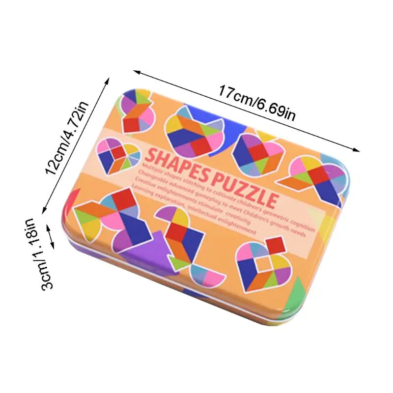 Деревянные головоломки набор Классический Tangram головоломки в железной коробке ребенок Фокус Обучение подарки