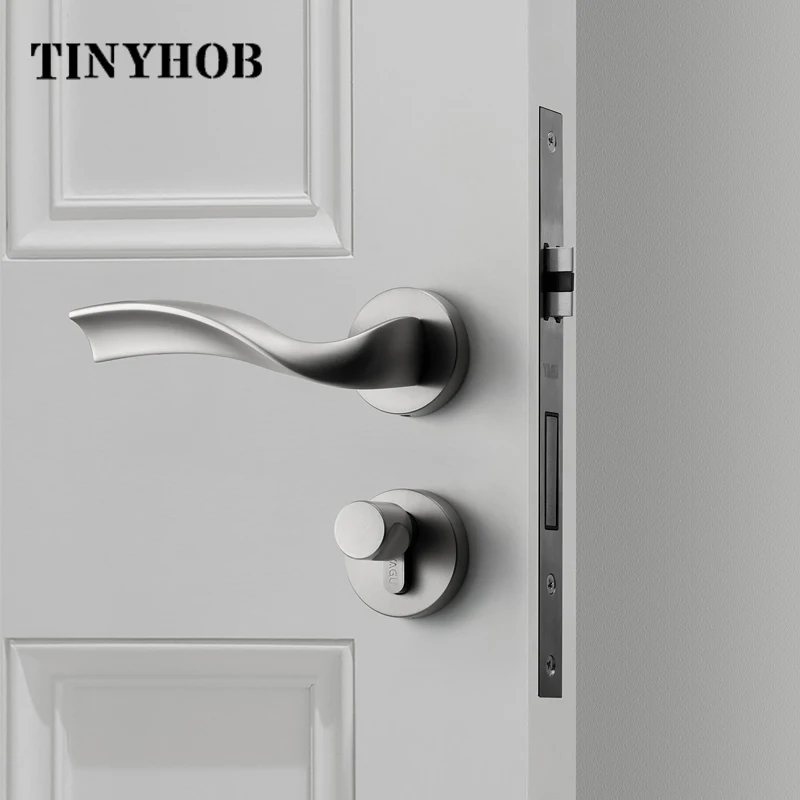  Simple Zinc Alloy Waved Handle Interior Door Lock for Bedroom/Kitchen European Style Anti-theft Roo - 4000617293271