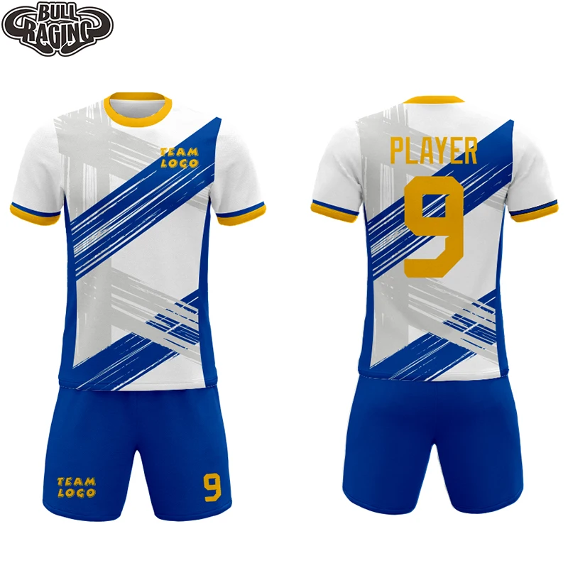 Blauw Wit Inkt Strip Patroon Ontwerp Uw Team Voetbal Shirt Korte Sublimatie  Sportkleding Uniform|Voetbalsets| - AliExpress