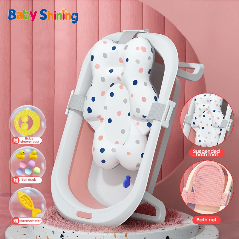 Baby Shower Protable Bath Tub Folding Large Size Bathtubs Can Sit And Lie Down 0-6 Years Newborn Products Bath Mat And Bath Net 1 Baby Shower Protable Bath Tub Folding Large Size Bathtubs Can Sit And Lie Down 0-6 Years Newborn Products Bath Mat And Bath Net 1
