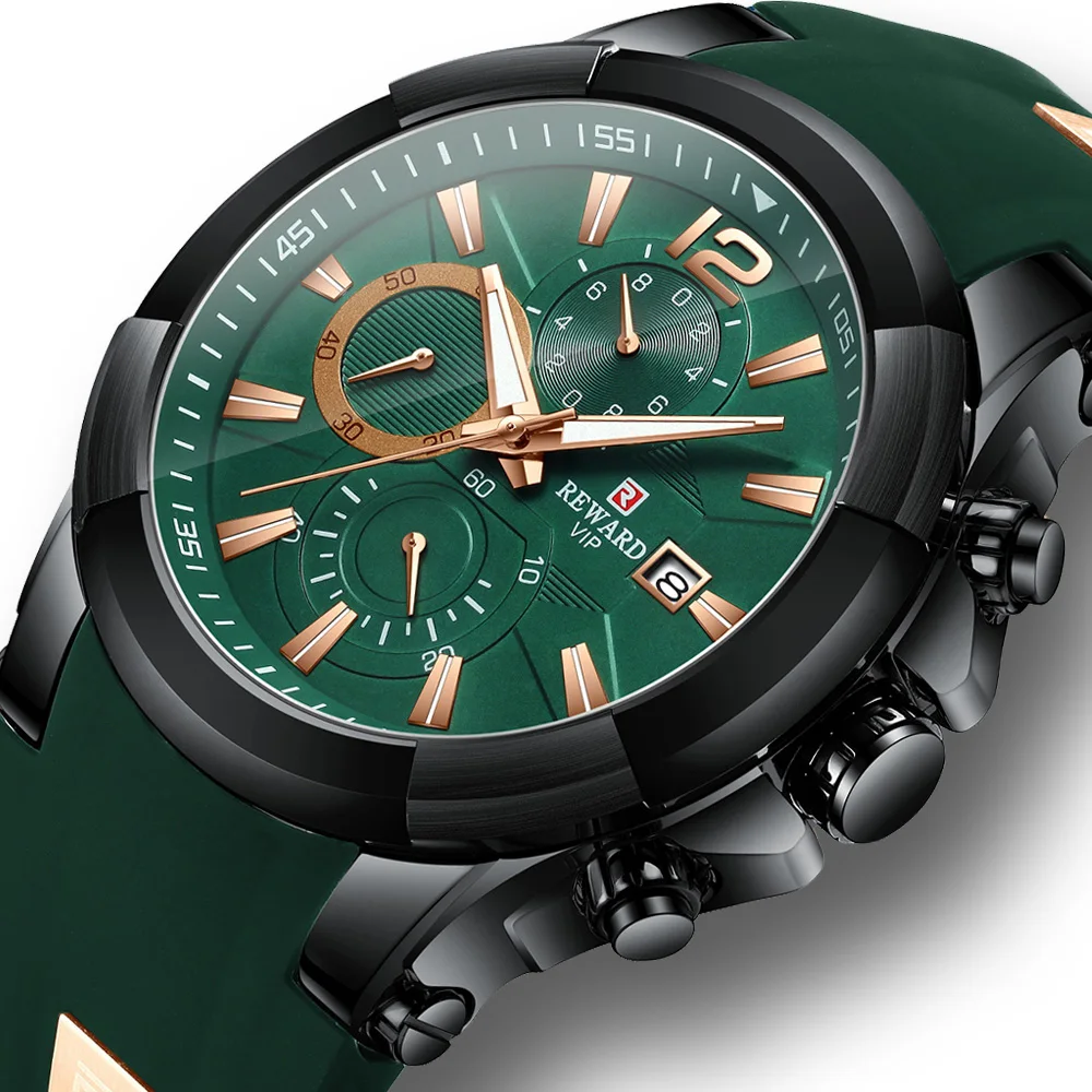 Relogio Masculino спортивные часы для мужчин лучший бренд класса люкс светящийся дисплей водонепроницаемые часы Дата хронограф кварцевые наручные часы - Цвет: GREEN-BLACK