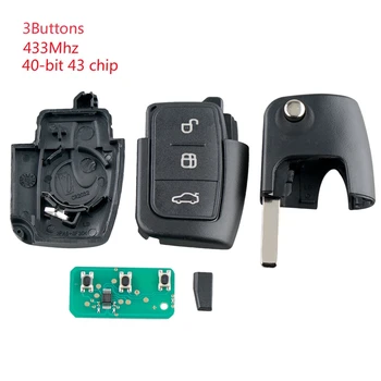 

Car Smart Remote Key 3 Buttons Fit For Fo rd Fo cus Fiesta 2013 Fob Case 433Mhz
