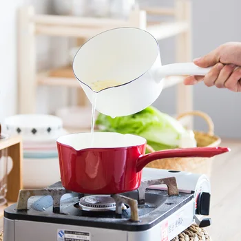 

MDZF 1000ml Enamel Milk Pot Baby Breakfast Milk Coffee Saucepan Cookware Kitchen Soup Pot Gas Stove Induction Cooke Sauce Pan