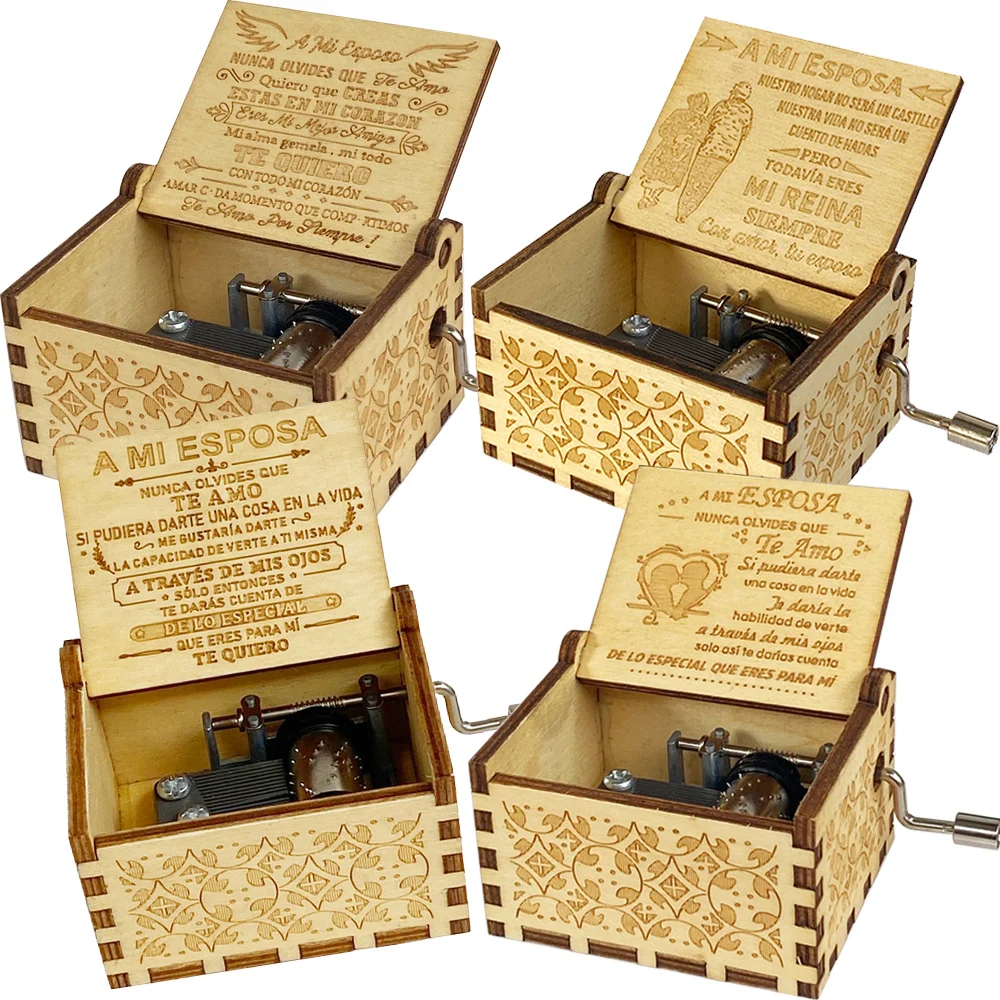 Wood Carving and Color Printing Music Box for Deautiful Wife, Daughter/Son Holiday Gift Christmas gift You Are My Sunshine Music