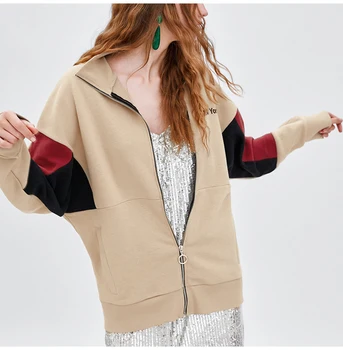 

Autumn 2019 Zip Up Turtleneck Letter Casual Sweatshirts Women Winter Long Sleeve Streetwear Girls Sweat Coats Female Jacket