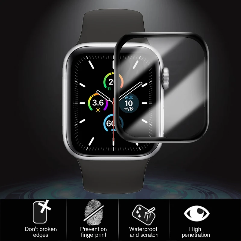 3D полное покрытие Защитная пленка для iWatch 44 мм 40 мм экран анти-падение Водонепроницаемая Защитная пленка для Apple Watch 5 стекло
