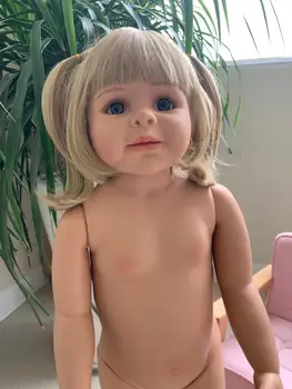 

87CM Huge baby reborn toddler girl lifelike ball jointed full vinyl real girl baby model collectible doll masterpiece