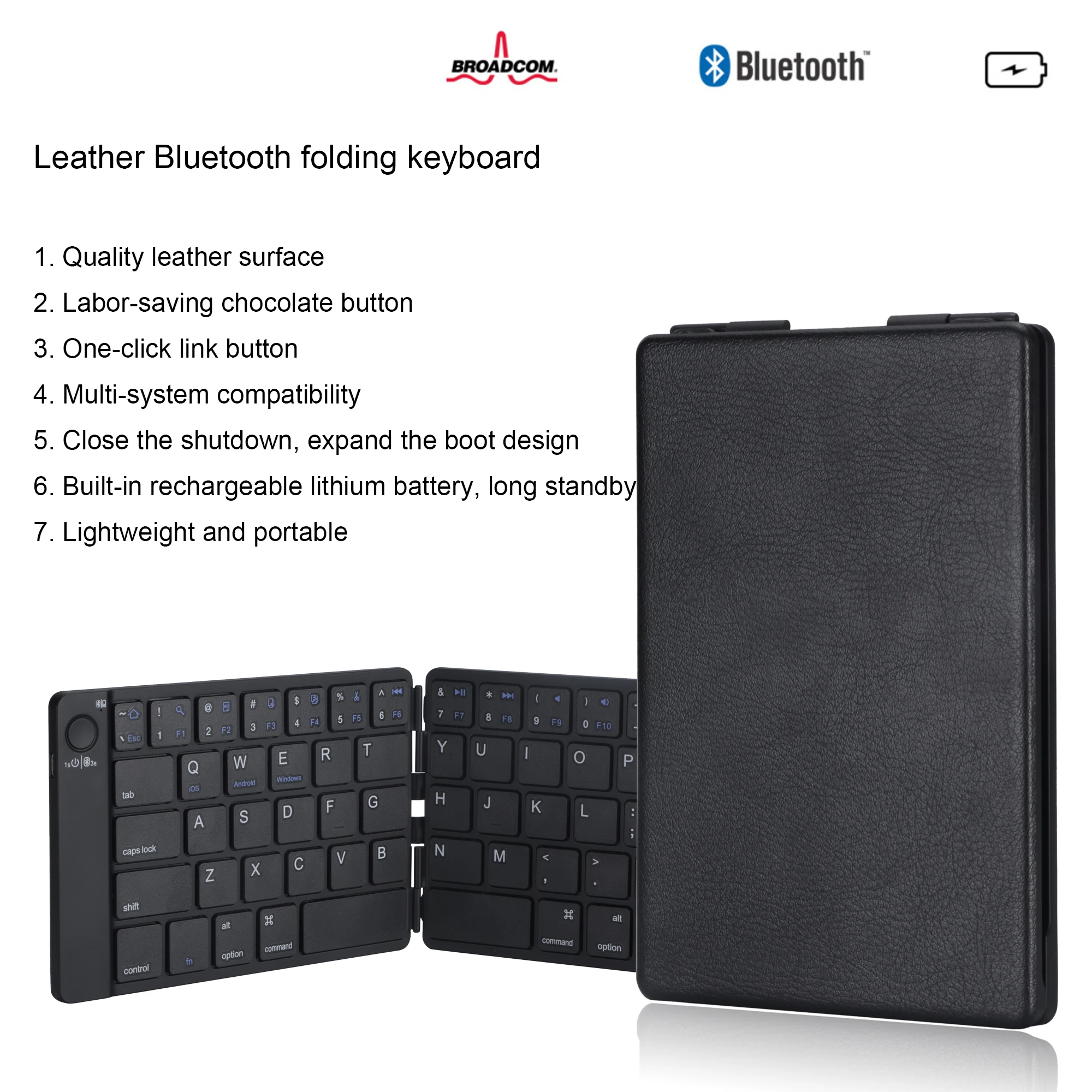 Складная Bluetooth клавиатура портативная беспроводная клавиатура перезаряжаемая полноразмерная ультра тонкая складная клавиатура совместима с IOS Android