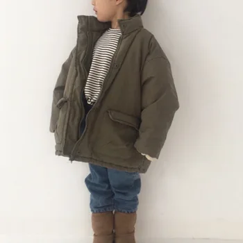 

Hanfeng ins retro windproof thickened boys and girls' cotton clothing work clothes coat loose Korean winter wear new simple coat