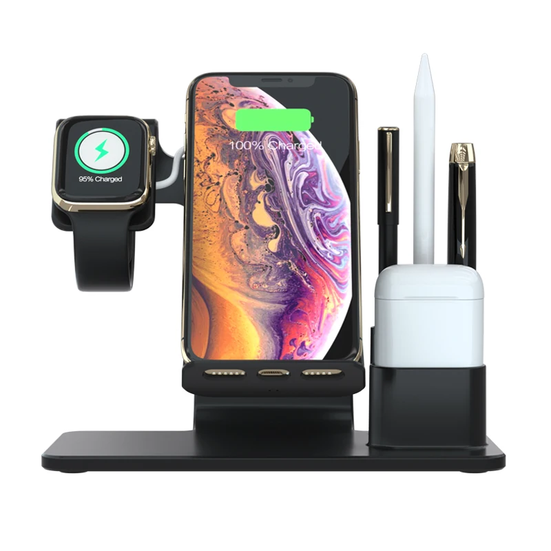

3 in 1 Qi Wireless Charger Fast Charging For iPhone Samsung Charger for Airpods Charger Base for Apple Watch 4 3 2 Stand Holder