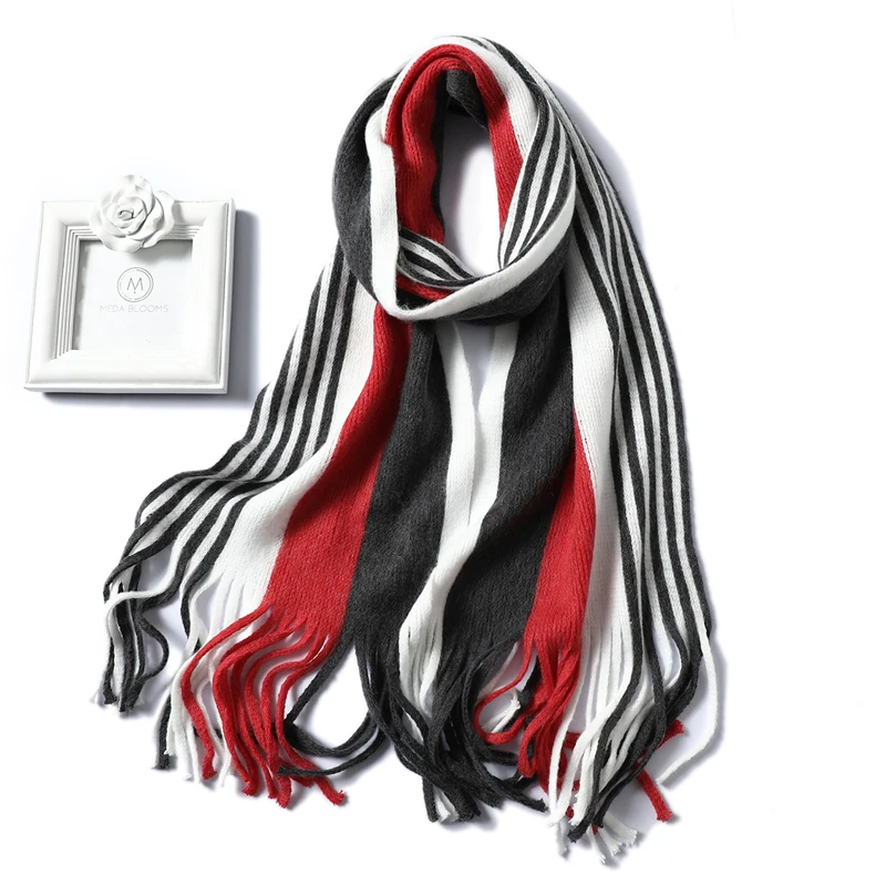 Женский шарф модный вязаный зимний пончо из искусственного кашемира шарфы женские шали мягкие длинные шарфы полосатые платки бандана