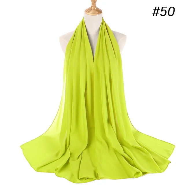 women plain bubble chiffon scarf hijab wrap printe solid color shawls headband women hijabs scarves/scarf 60 colors COLOR 50