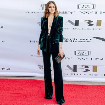 

2020 Fall New Style Velvet V-Neck Long-Sleeved Suit Jacket Slim Temperament Long Style Women'S Two-Piece High-Quality Fashion