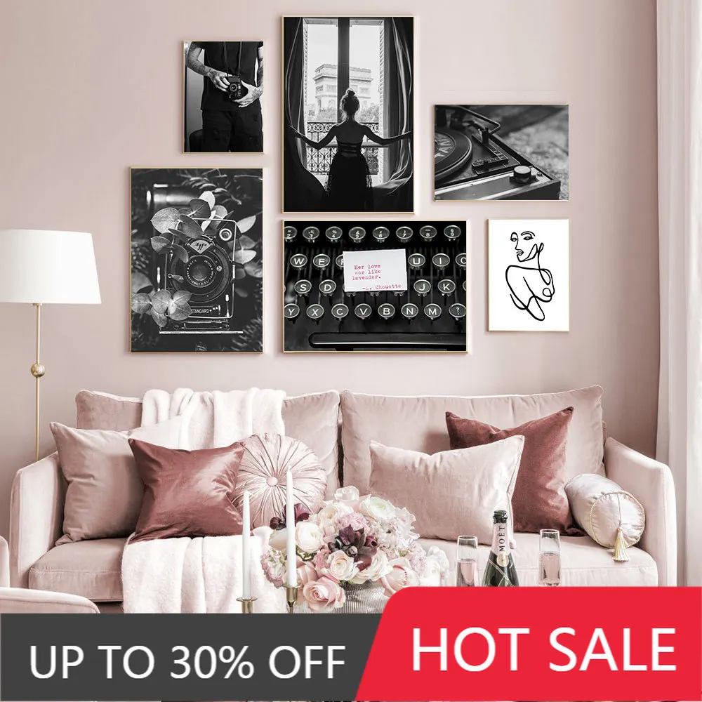Nordic Poster Black And White Print Ballet Girl Canvas Painting Camera Pictures Vintage Fashion Art Posters Linving Room Decor | Дом и сад