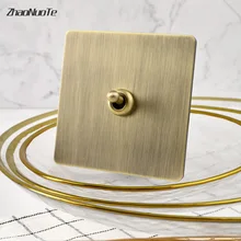 1-4 Gang Antique Type 86 Green Bronze Brushed Metal 1 Way/2 Way Toggle Switch Personality Wall Light Switch Panel