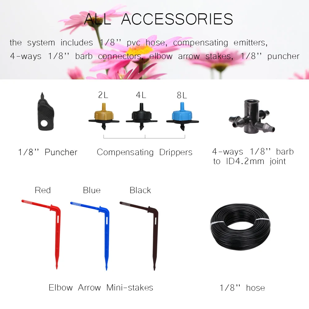 Greenhouse drip irrigation 4-way drip arrow 2-way transmitter irrigation system Potted plants with greenhouse suite 10set 20set 6