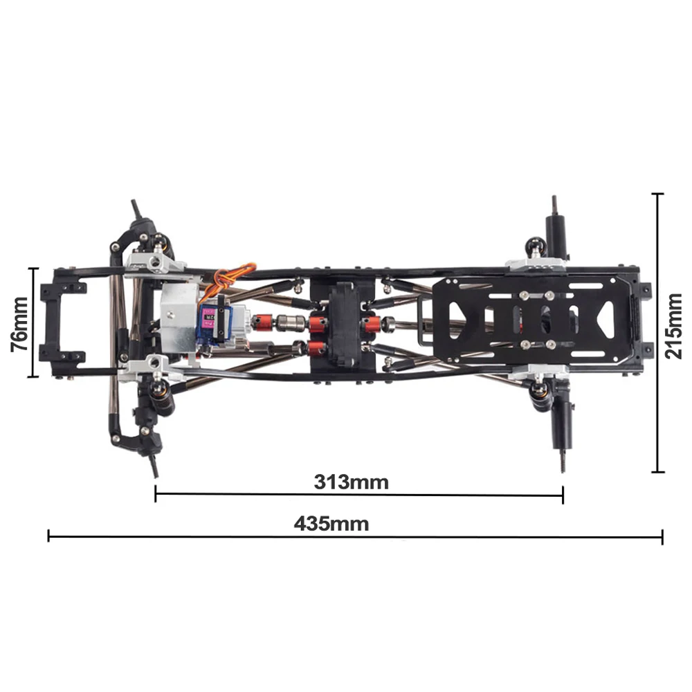 Raccordo In Alluminio Per Assiale SCX10 1/10 – Passo 313mm, Cingolato