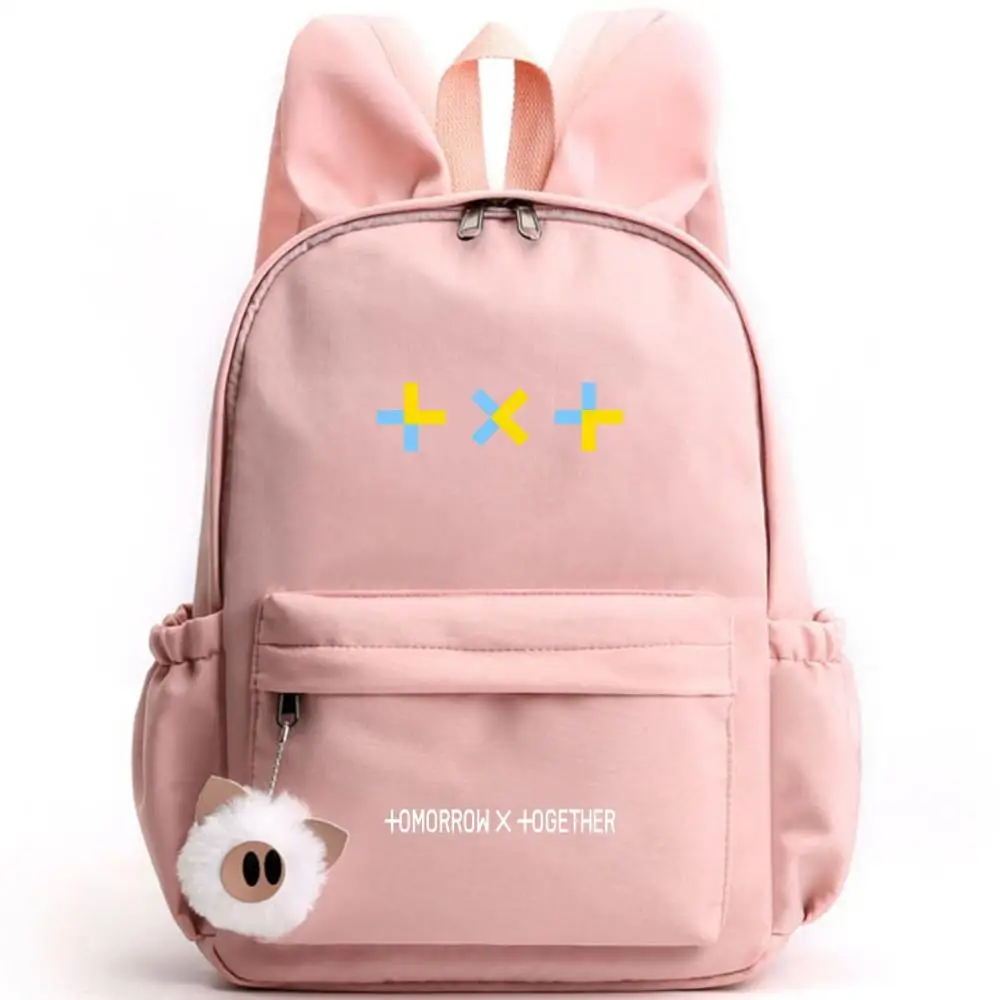 Kpop Group TXT Tomorrow X Together Women Cute Backpack Nylon School Bags for Teenage Girls Pink Bookbag Kawaii Small Bagpack