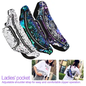 

Sequin Glitter Waist Fanny Pack Reversible Sequins Fanny Pack Belt Bag Pouch Travel Sport Hip Purse Messenger Chest Bag