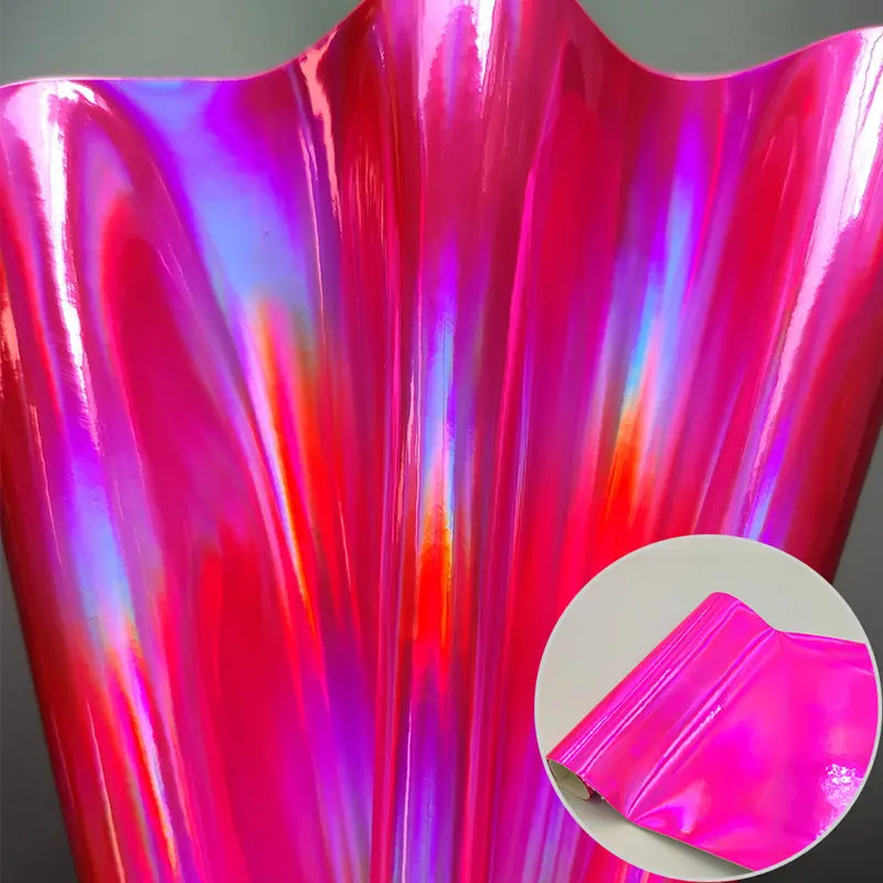 

3D Laser Holographic Rainbow Mirrored Leather Bag Dress PU Leather Fabric Craft Cloth DIY Material A5 20cm x 15cm