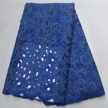 

French Lace Fabric Wedding Lace Fabric 2019 High Quality Organza Royal blue Lace Fabric 2019 African Lace Material D5F6D