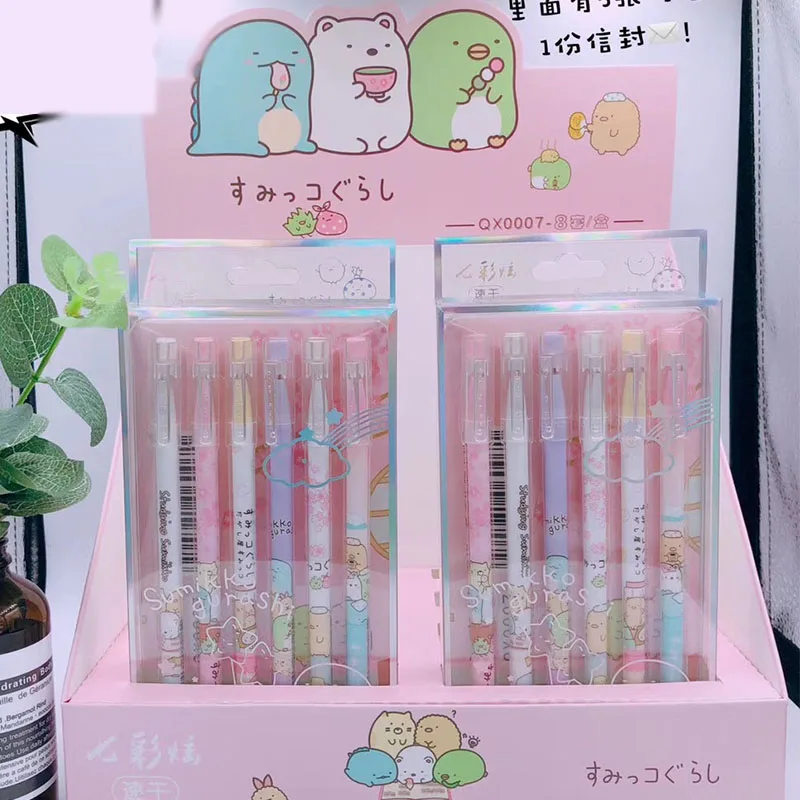 

8 box/lot Kawaii Sumikko Gurashi Gel Pen Cute 0.5 mm black ink Neutral Pen School writing Supply Promotional Gift