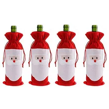4 шт Санта Клаус рождественские винные бутылки крышка шнурок красные мешки для ужина вечерние украшения стола Декор x-рождественский подарок