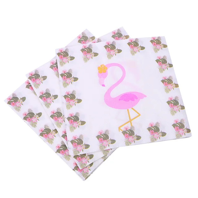 New Flamingo Birthday Party Disposable Tableware Set Party Paper Plate Napkin Napkin Summer Hawaii Flamingo Event Party Supplies Napkin 20pcs