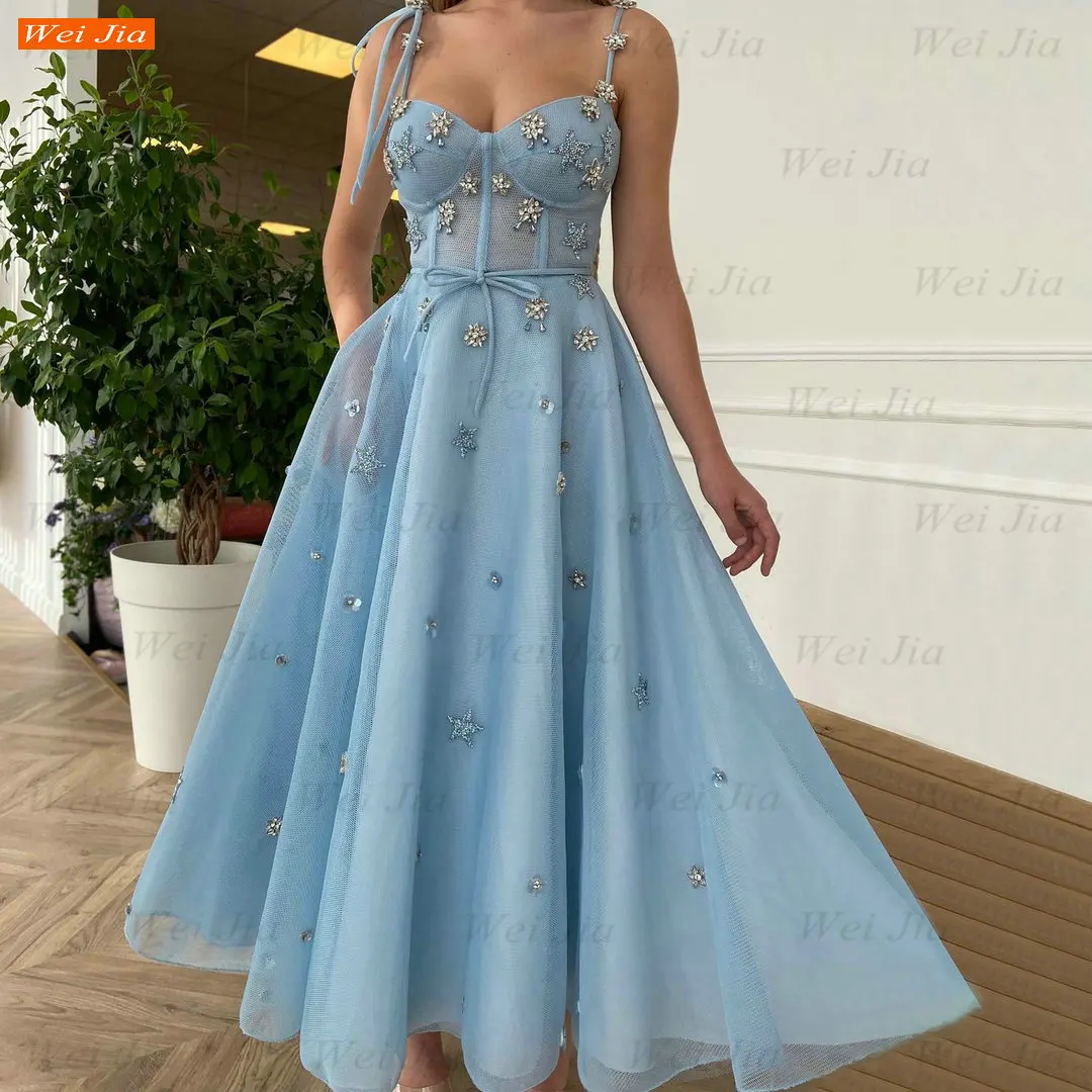 Sexy Sky Blue Prom Dresses For Women 2021 Robe De Bal Femme Longue A