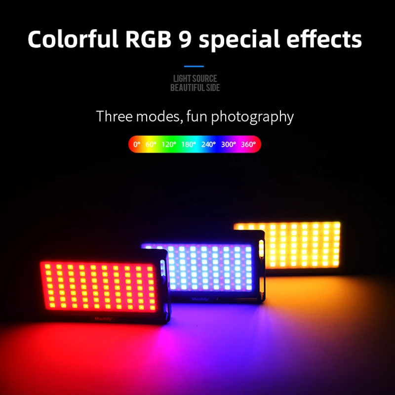 

DSLR Camera Rechargeable LED Video Light RGB Dimmable Photography Studio Lights For Canon Nikon Sony Colorful Recording Lighting