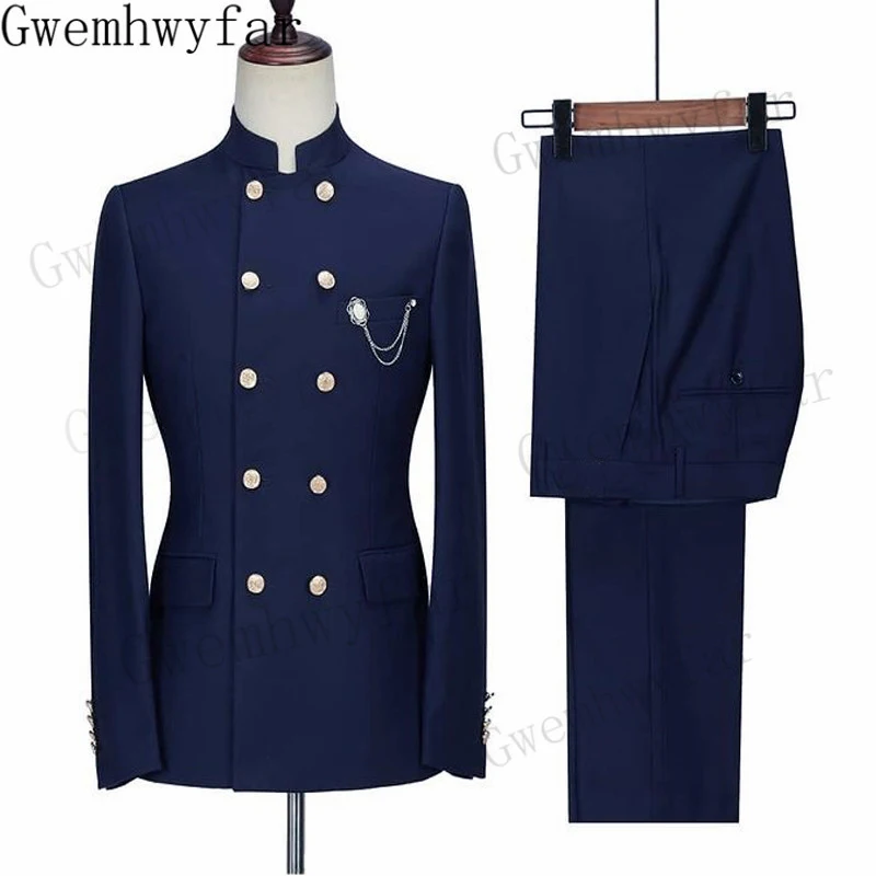 Gwenhwyfar Wedding Tuxedos Party Dinner Wear Men Suits Slim Fit Groom Groomsmen Formal Prom Party Two Pieces (Jacket Pants）