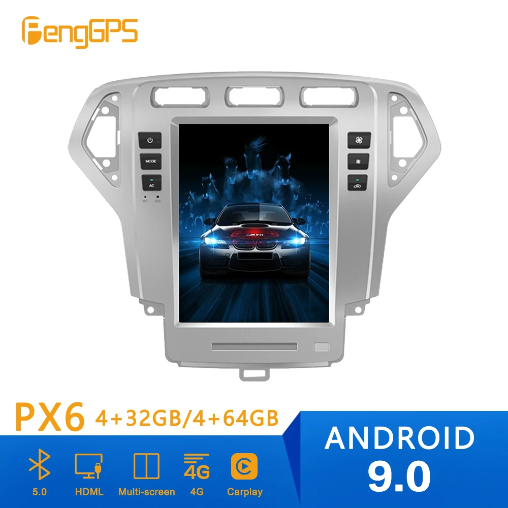 Автомагнитола в стиле Tesla Android 9 0 вертикальный экран для Ford Mondeo MK4 2007-2010