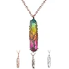 SEDmart – pendentif en fil de cuivre en pierre naturelle 7Chakra arc-en-ciel, collier pour femmes et hommes, longue chaîne arbre de vie, bijoux cadeau de déclaration ► Photo 3/6