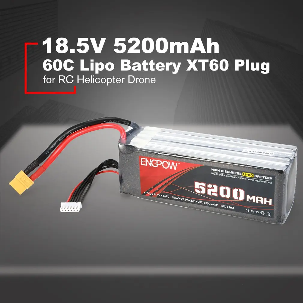 18.5V/22.2V 5200mAh 60C 6S 1P Power Lipo Battery XT60 Plug Rechargeable for RC Racing Drone Quadcopter Helicopter Airplane - Цвет: 18.5V 5200mah 60C XT