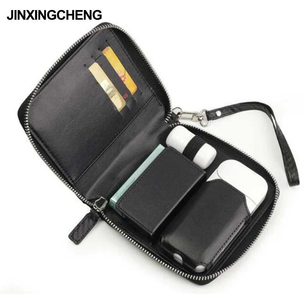 

JINXINGCHENG Fashion 3 Colors Zipper Flip Leather for IQOS 2.4 Plus Bag Accessories for IQOS II Case With Card Slot