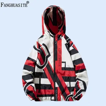 

2019 Men Hip Hop Jacket Windbreaker Retro Streetwear Color Block Patchwork Jackets Coat Autumn Harajuku Zip Track Jacket Casual