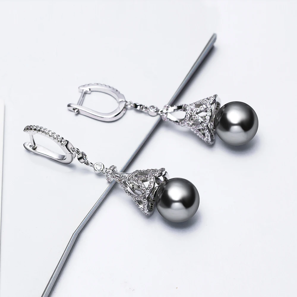 long earrings with pearl