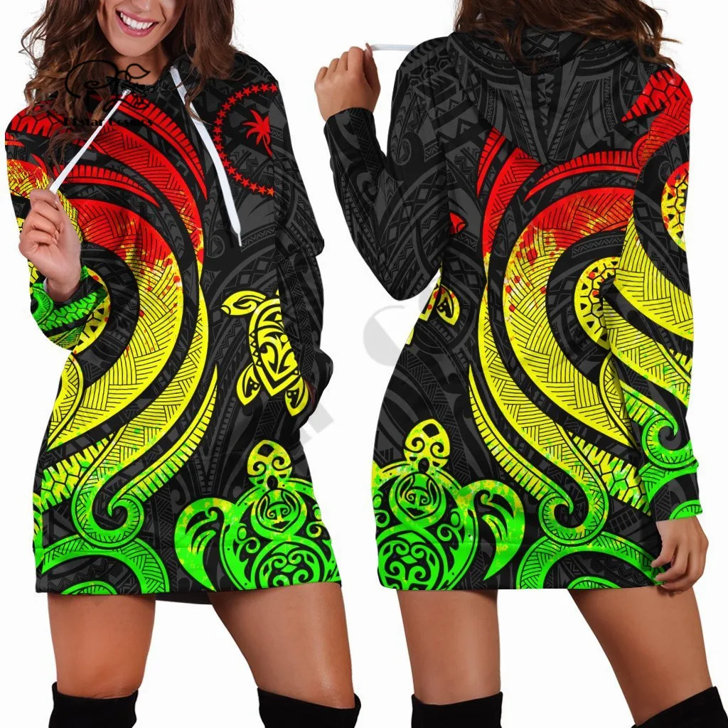 PLstar Cosmos 3Dprinted Newest Chuuk State Hoodie Sweater Dress Tribal Polynesia Harajuku Streetwear Pullover Unique Woman -1
