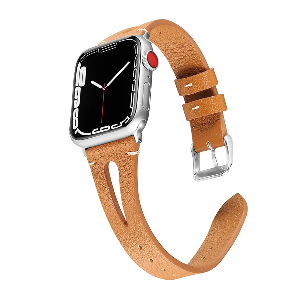 

Genuine Leather strap for apple watch band 45mm 41mm 44mm 40mm 42mm 38mm watchband for iwatch 7/6/5/SE/4/3/2 bracelet wristband