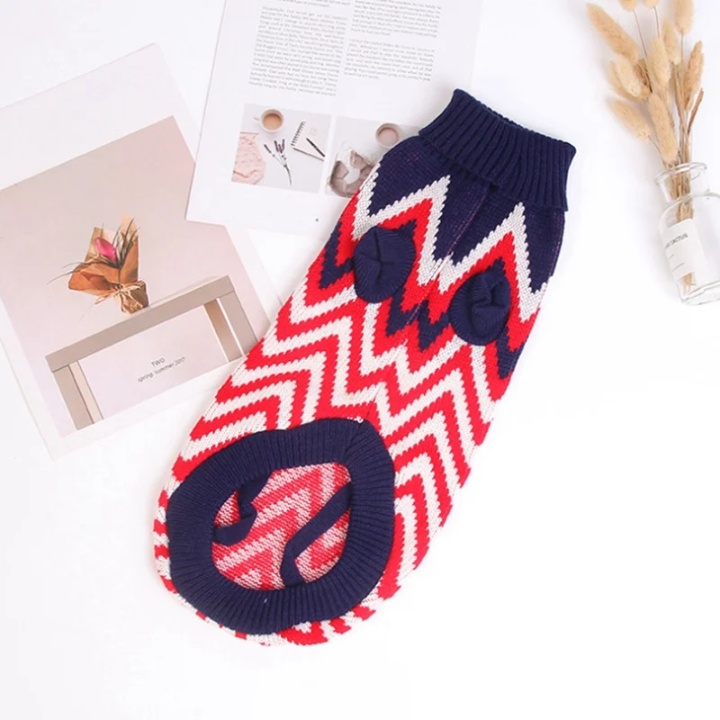 Вязаный свитер, дышащая зимняя одежда для собак, пальто, зимняя одежда для собак, теплые аксессуары, свитер для собак с волнами