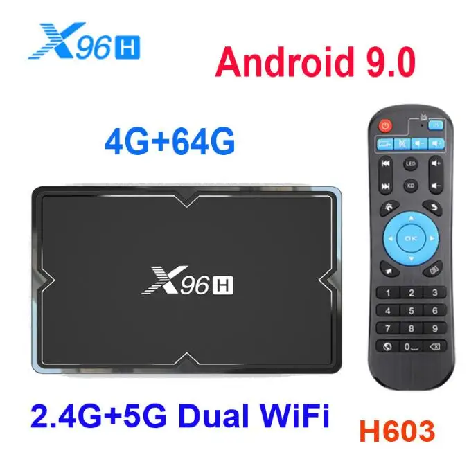 

6K X96H TV BOX Android 9.0 Allwinner H603 4GB 64GB Max 2.4G/5G Dual Wifi BT 4.1 USB 3.0 4K HD H.265 Smart Media Player Youtube