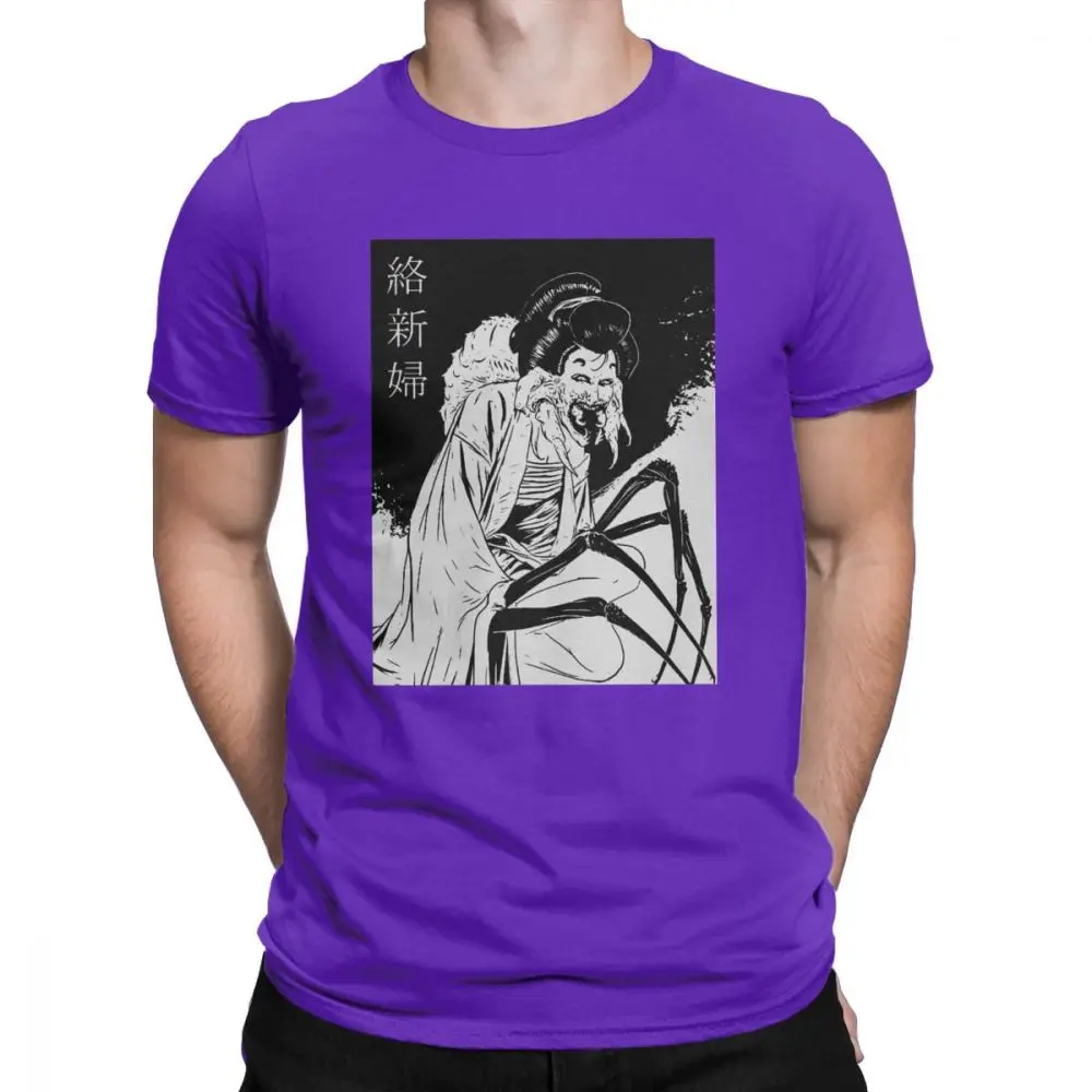 Гейша черный Junji Ito футболка для мужчин японский каго манга ужас Harajuku хлопковая футболка Новое поступление - Цвет: Фиолетовый