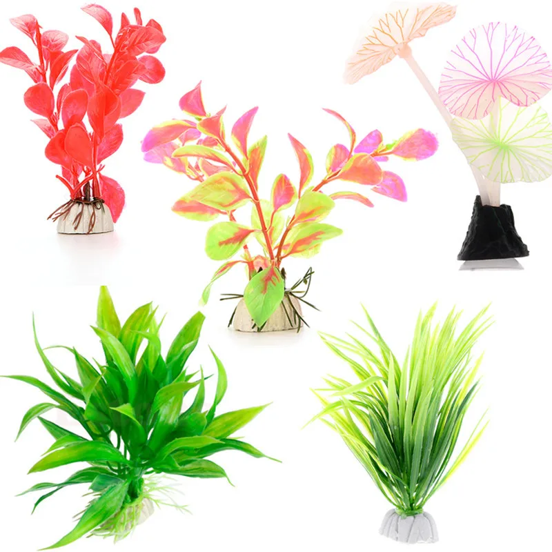 New Beautiful Plastic Artificial Aquarium Plants Decor Submersible Aquatic Fish Tank Grass Ornament Plant Background | Дом и сад