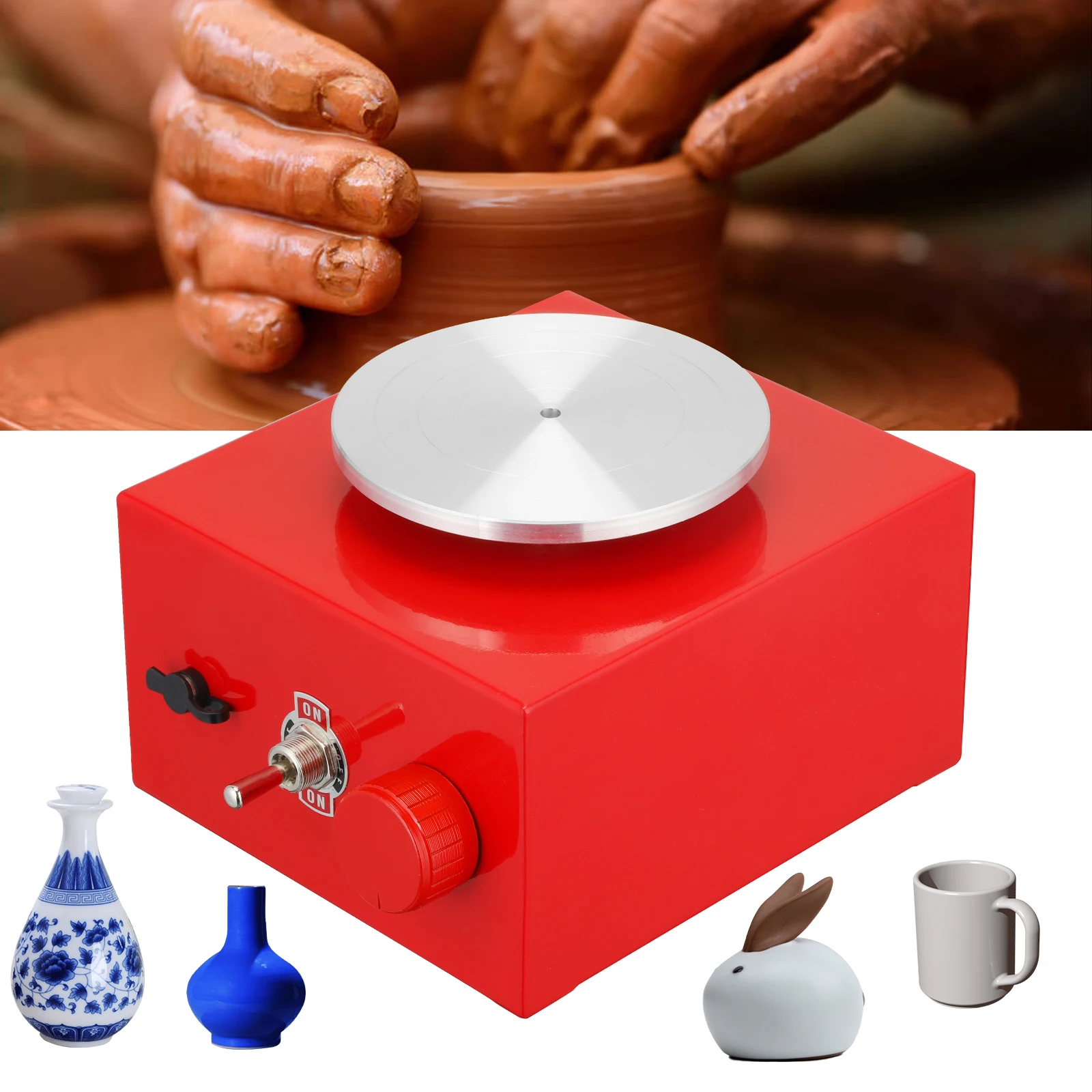 Potter's Wheel DIY Craft Ceramic Tools Mini Turntables Pottery Wheel Pottery Machine Electric Clay Tools with Tray